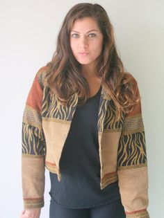 Vintage Animal Print Jacket..size small medium...horse farm. animals. pony. folk. farm. hippie. urba Hippie Cotton Cardigan For Fall, Hippie Brown Outerwear For Fall, Cotton Cardigan For Fall Festival, Hippie-style Fitted Winter Outerwear, Hippie Style Fitted Winter Outerwear, Brown Fitted Cotton Cardigan, Fitted Hippie Winter Outerwear, Fitted Brown Cotton Cardigan, Fitted Hippie Outerwear For Winter