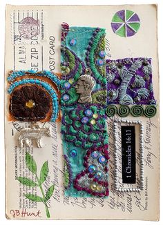 an altered book with various items on it