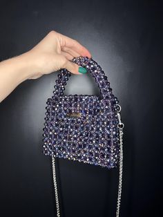 Crystal VIOLET AB KNITKOS bead bag, LUXURY shoulder bag, Women Bead bag, Gift Birthday, Bead bag,Crystal Bead Bag, shoulders purse, Women handbags This model can FITS :  - Any Phone ( except PRO MAX ) upon request, I can enlarge this bag for your IPhone without any additional fees, when placing an order in the comments, just write your IPhone model ❣️🫶🏻 - flat  - car keys ID  - driver's license  - headphones / AirPods  - cardholder  - cash lipstick  - antiseptic Dimensions - Width: (20cm.) - Height: (16cm.) - Depth: (7 cm.) - Length of handle 100cm Bags are 100% handmade.This size making it perfect to hold your keys, cards, money and smartphones. I hope you collect great memories with this bag. SHIPPING (time 14-20 days) also you can choose EXPRESS shipping (7-14 days) SHIPPING - This cl Beaded Bag Pattern, Crystal Bead Bag, Luxury Shoulder Bag, Bead Bag, Kiev Ukraine, Beaded Bag, A Line Prom Dresses, Beaded Purses, Bag Luxury