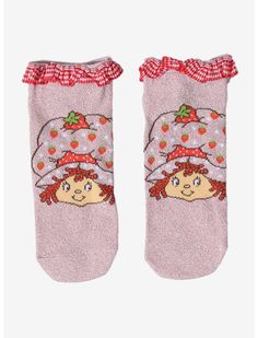 Strawberry Shortcake Plaid Ruffle No-Show Socks | Hot Topic Strawberry Shortcake Hot Topic, Right Arrow Icon, Short Cake, Strawberry Shortcake Doll, Vintage Strawberry Shortcake, Vintage Strawberry, Girls Socks, No Show Socks, Socks And Tights