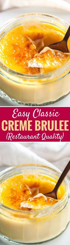 two images showing how to make an easy classic creme brule