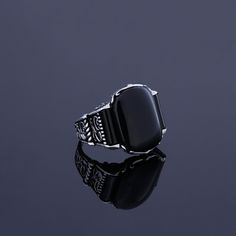 ONYX is a protection stone that absorbs negative energy, it development of emotional and physical strength. Especially when support is needed during times confusion or grief. The elegant, smooth-textured gemstone gives you power to keep trying until you accomplish a goal. CUSTOMIZATION: I can make the same ring of 10K GOLD ,14K GOLD, 18K GOLD or 22K GOLD with the same or different gemstones at an EXTRA COST. Please contact me for details if you're interested. Ring Details Metal: 925 Sterling SIL Spiritual Black Engraved Sterling Silver Ring, Spiritual Black Rings, Black Spiritual Rings With Gemstone, Black Spiritual Gemstone Rings, Black Stainless Steel Engraved Ring As Gift, Black Stainless Steel Engraved Ring For Gift, Adjustable Black Engraved Ring, Black Engraved Ring With Gemstone For Gift, Black Spiritual Ring Jewelry