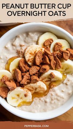 peanut butter cup overnight oats healthy Oats Dessert Recipes, Peanut Butter Cup Overnight Oats, Overnight Oats With Peanut Butter, Oats Dessert, Oats With Peanut Butter, Meal Prep Overnight Oats, Overnight Oats Ideas, Oats Ideas