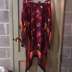 Express Kimono. Size 0s Nwt Red Orange Pink In Color. Wide Sleeved Red Long Sleeve Outerwear For Day Out, Multicolor Fall Outerwear For Brunch, Multicolor Outerwear For Fall Brunch, Red Outerwear For Fall Day Out, Multicolor Long-sleeved Outerwear For Brunch, Multicolor Long Sleeve Outerwear For Brunch, Summer Floral Print Red Outerwear, Red Outerwear For Fall Daywear, Wide Sleeves