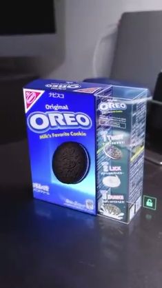 an oreo cookie box sitting on top of a table