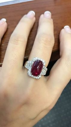 Rectangle Engagement Rings, Blood Ruby, Ruby And Diamond Ring, Sapphire Wedding Band, Diamond Ring Set, Ruby Diamond Rings, Ruby Engagement Ring, Blood Red