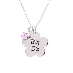 Sterling Silver Big Sis Daisy Necklace (BCN-Big Sis-Daisy) Twin Sister Necklace For 2, Matching Sisters Necklaces, Cheap Daisy-shaped Jewelry For Gift, Matching Sister Necklaces, Big Sister Necklace, Sisters Jewelry, Sterling Silver Charm Necklace, Big Sisters, Sibling Gifts