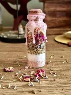 Self Love Spell Jar for Friendship, Happiness, and Loving Yourself. Rose Spell Jar, Witch Spell Jars Love, Flowers In Jars And Bottles, Spell For Positive Energy, Beltane Spell Jar, Self Love Crafts, Friendship Spell Jar, Peace Spell Jar, Protection Jar Spell