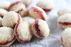 small sugared pastries in a glass bowl