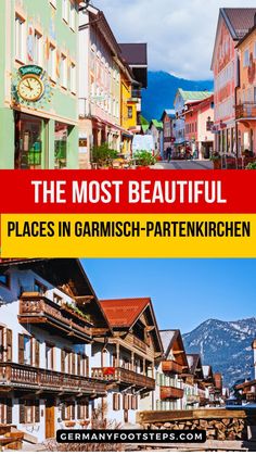 Colorful street and Alpine architecture in Garmisch-Partenkirchen with mountain backdrop. Garmisch Germany, German Travel, Cozy Restaurant, Garmisch Partenkirchen, Alpine Meadow, Cozy Cafe, This City