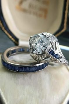 an antique diamond and sapphire engagement ring