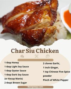 the menu for char siu chicken is shown in this graphic above it's description