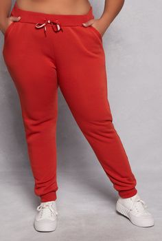 Jogger, Tapered Leg, High Waisted, Lined, Solid, Fleece, Item Number 3951063402701 High Waist Joggers, Tapered Legs, Item Number, Rust, High Waist, High Waisted, Plus Size