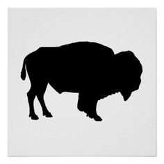 a black and white silhouette of a buffalo on a white background poster or wall hanging