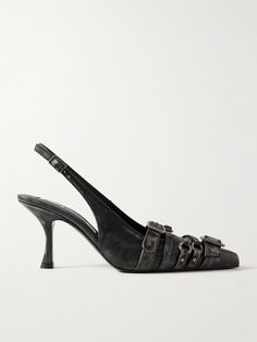 Acne Studios' slingback pumps are crafted from black leather that's distressed for a love-worn, vintage look. They're adorned with decorative buckled straps and have slender heels and pointed toes. Wear yours with everything from denim to midi skirts. Acne Studios Shoes, Acne Studio, Acne Shop, Exclusive Dress, Buckled Heels, Raffia Bag, Shoes Heels Pumps, Midi Skirts, Boot Pumps