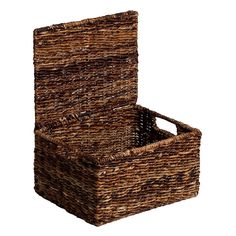 an empty wicker basket on a white background