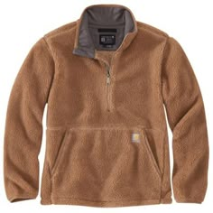 Made to layer, this Carhartt Men's Loose Fit Fleece Pullover is cut with a loose fit for ample room to move. It's crafted in soft fleece for warmth and comfort through work days and outdoor adventures. A drawcord hem can be adjusted to seal out cold air. 9.7 oz. 100% polyester fleece pullover Loose fit makes the jacket easy to move in Quarter-zip front Elastic cuffs for a snug fit Droptail hem gives the jacket more coverage Reinforced lower-front pockets with zipper closure Imported Carhartt bra Carhartt Pullover, Cool Outfit Ideas, Work Coat, Fleece Quarter Zip, Western Clothing, Mens Workwear, Charity Work, Cool Outfit, Tractor Supply