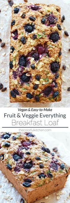 a loaf of fruit and veggie everything breakfast loaf