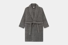 Keep spa days in-house with the Turkish Cotton Bath Robe. Crafted from premium, plush Turkish Cotton and comfortably oversized for everyday rejuvenation. Pairs effortlessly with the Turkish Cotton Towels and Turkish Cotton Bath Slippers. One size fits all. | Turkish Cotton Bath Robe in Dark Charcoal | Thuma Bath Slippers, Spa Days, Perfect Dark, Elevated Bed, Turkish Cotton Towels, Home Essentials, Cotton Towels, One Size Fits All, Towels