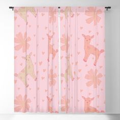 pink curtains with hearts and deers on them