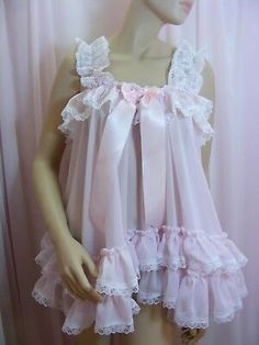 SEXY SISSY cheer chiffon baby doll DRESS. LACE ON THE BLACK SATIN WILL BE BLACK. THE REST OF THE COLOURS THE LACE WILL BE WHITE. DUE TO THE NATURE OF THE ITEM WE DO NOT DO. Chiffon Babydoll Dress, Terrence Loves You, Negligee Dress, Babydoll Nightgown, Womens Lingerie, Pink Chiffon, Lingerie Dress, Babydoll Dress, Baby Doll