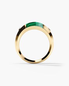 We will send you a size verification email once the purchase is completed. The MONTANA gold signet ring was designed with stunning classic solid gold. It includes a malachite stone as its bold centerpiece aligned smoothly inside the ring. With signature Rockford screws, creating the combination of luxury and style in the most elegant way. The ring is built with character as its round curves narrow close to the finger for a comfort fit. The MONTANA ring is perfect for a pinky ring or an everyday 14k Gold Green Ring With Polished Finish, Luxury Green Ring With Polished Finish, Luxury Green Rings With Polished Finish, Luxury Green Gemstone Signet Ring, Green 14k Gold Signet Ring With Bezel Setting, Timeless Yellow Gold Signet Ring With Emerald, Elegant Green Signet Ring With Polished Finish, Timeless Yellow Gold Emerald Signet Ring, Luxury Green Signet Ring For Anniversary