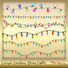 a set of christmas lights hanging from strings