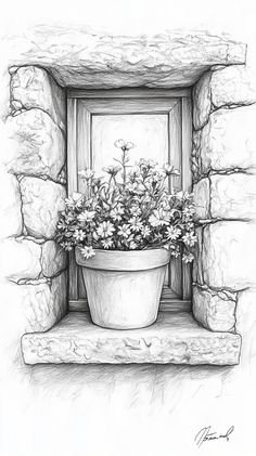 Discover 50 essential stone wall drawing references! Enhance your art with these must-see textures and styles perfect for any project. Landscape Pencil Drawings, Watercolor Scenery, Ink Pen Art, Pen Art Work, Watercolor Painting Ideas