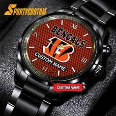 NFL Cincinnati Bengals Watch Custom Football Black Fashion Watch For Fans Introducing our Black Stainless Steel Watch, a symbol of sophistication and durability. Crafted with precision, its sleek black stainless steel case and strap offer a modern aesthetic. With precise quartz movement and scratch-resistant glass, it ensures reliability and style. Elevate your wrist game with [...] Business Watch Accessories In Stainless Steel, Wear-resistant Stainless Steel Watch, Wear-resistant Black Digital Watch With Round Dial, Black Digital Watch With Wear-resistant Round Dial, Wear-resistant Stainless Steel Watch With Round Dial, Black Stainless Steel Watch Accessories With Metal Dial, Black Digital Watch For Business, Modern Wear-resistant Black Watch Bands, Black Digital Watch With Round Dial For Business