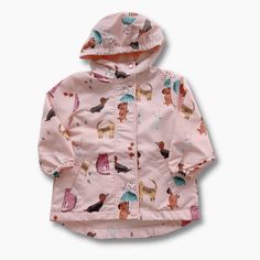 A fun cartoon print hooded jacket for your little one. The perfect lightweight colorful cartoon animal over print windbreaker. Comfy regular fit with a cosy hooded neck and an easy zip fastening. Whether the weather is rain or shine, your little one will be ready to go out with this fun jacket. Style: Casual Material: Polyester Season: Spring & Autumn Gender: Girls Pattern Type: Animal Clothing Length: Regular Collar: Hooded Sleeve Length(cm): Full Fun Jacket, Animal Clothing, Rain Or Shine, Cool Jackets, Girl Pattern, Cool Cartoons, Lightweight Jacket, Cartoon Print, Windbreaker Jacket