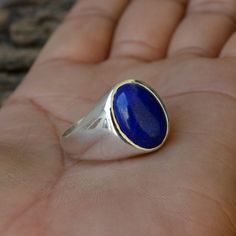 Natural Lapis Lazuli and Sterling Silver Ring -Oval Blue Lapis Lazuli Ring -Stylish Modern Ring -Oval Cabochon Ring -Unisex Zodiac Gift Ring Lapis is known to activate the third eye chakra and is said to enhance intuition and psychic ability. Lapis is also said to help concentration, absorption and digestion of knowledge, and in teaching skills. Size/Dimension (Approx) : All Sizes Available Gemstone : Lapis Lazuli Stone Shape : Oval Stone Size (Approx) : 14 x 10 mm Stone Color : Blue Please Note Blue Sapphire Ring Oval Cabochon, Blue Gemstone Dome Ring As Gift, Classic Blue Opal Round Ring, Classic Blue Oval Cabochon Signet Ring, Classic Blue Oval Cabochon Rings, Round Lapis Lazuli Cabochon Rings, Blue Lapis Lazuli Oval Jewelry, Handmade Oval Lapis Lazuli Rings, Lapis Lazuli Cabochon Rings