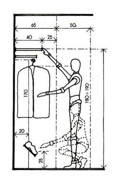 a drawing of a person standing in front of a wall with an object on it