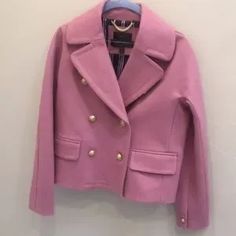 J. Crew | Jackets & Coats | New J Crew Wool Cropped Doublebreasted Peacoat In Rose Ash Pink | Poshmark Pink Outerwear With Double Button And Lapel Collar, Pink Double-breasted Outerwear With Double Button Closure, Pink Winter Blazer With Double Button Closure, Pink Blazer With Double Button Closure For Winter, Pink Single Breasted Pea Coat For Fall, Pink Fall Pea Coat With Button Closure, Pink Double-breasted Blazer For Winter, Chic Pink Outerwear With Lapel Collar, Chic Pink Blazer For Winter