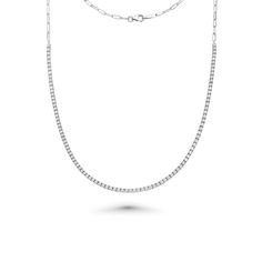 HalfWay Diamond Tennis Necklace & Half Paperclip Chain ( 2.50 ct.) in 14K Gold | Capucelli