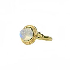 14K Yellow Gold Ring size = 6.75 Timeless Gold Cluster Ring With Gemstone, Classic Rings With Halo And Round Stone, Heirloom 14k Yellow Gold Moonstone Ring, Classic Hallmarked 14k Gold Moonstone Ring, Heirloom Yellow Gold Crystal Ring With Gemstone, Fine Jewelry Hallmarked Oval Moonstone Ring, Oval Hallmarked 14k Gold Moonstone Ring, Timeless Gemstone Rings With Round Cut, Hallmarked Oval Moonstone Fine Jewelry Ring