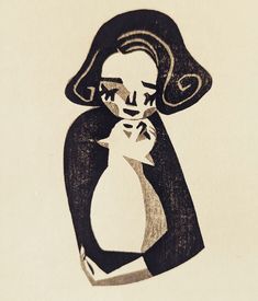 a black and white drawing of a woman's face with her hair pulled back