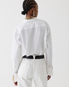 J.Crew: Garçon Classic Shirt In Cotton Poplin For Women Elegant Poplin Tops, Chic Poplin Shirt For Work, Chic Poplin Tops For Workwear, Chic Poplin Top With Relaxed Fit, Chic Poplin Shirt For Daywear, Poplin Button-up Workwear Tops, Poplin Button-up Tops For Work, Poplin Spread Collar Tops For Work, Poplin Top With Spread Collar For Work