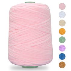 pink yarn with different colors and sizes