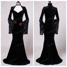 Black Velvet Mermaid Victorian Dress D3004 / www.d-roseblooming.com / Worldwide free shipping! Gothic Fitted Prom Gown, Gothic Fitted Evening Dress For Wedding, Fitted Gothic Gown For Formal Occasions, Fitted Gothic Evening Dress For Wedding, Fitted Gothic Evening Dress, Gothic Fitted Floor-length Dress, Fitted Gothic Floor-length Dress, Fitted Floor-length Gothic Dress, Gothic Evening Dress With Fitted Bodice