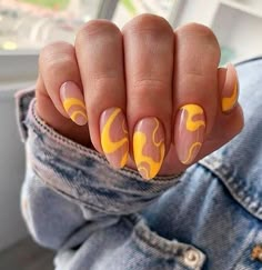 Swirl Nail, Yellow Nail, Nails Yellow, Stunning Nail Designs, Cute Summer Nails, Her Nails, Yellow Nails, Nails Summer, Manicure Y Pedicure