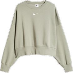 Sporty Spring Sweater With Embroidered Logo, Nike Solid Sweats For Fall, Nike Solid Color Sweats For Fall, Nike Solid Color Fall Sweats, Spring Athleisure Sweatshirt With Embroidered Logo, Nike Cotton Sweats For Spring, Nike Relaxed Fit Sweatshirt, Sporty Crew Neck Sweatshirt For Spring, Sporty Crew Sweatshirt For Spring