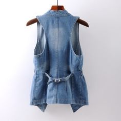 Jeans Waistcoat, Denim Vest Women, Vest Jeans, Black Denim Vest, Waistcoat Fashion, Womens Denim Vest, Slim Cardigan, Short Coats Women, Cowboy Jacket