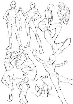 some people are doing different poses in this drawing