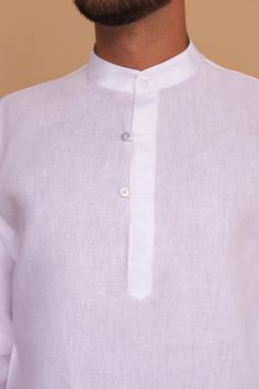 MALYK SHIRT • A casual Mandarin-style white linen collared shirt. Perfect for the more casual business-to-the-bar days. | Shop now at www.facilblanco.com #MastersOfLinen White Linen Tops With Placket, White Linen Shirt For Daywear, White Linen Top For Formal Occasions, White Linen Formal Shirt, Formal White Linen Shirt, White Linen Top With Collared Neckline, Semi-formal Collared Linen Top, Collared Linen Top For Semi-formal Occasions, Semi-formal Linen Casual Tops