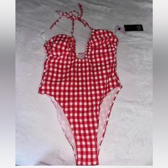 Nwt Wild Fable 1pc Swimsuit Size Small (4-6) Red/White Checkered Casual Red Bodysuit For Poolside, Red Casual Bodysuit For Beach Season, Trendy Red Bodysuit For Beach, Red One-piece Swimsuit For Spring Pool Time, Summer Red Bodysuit For Poolside, Red Summer Bodysuit For Poolside, Red One-piece Swimsuit For Spring Poolside, Red One-piece Swimsuit For Poolside Spring, Red One Pieces For Spring Vacation