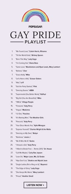 the gay pride playlist is shown