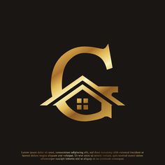 gold letter g with house logo on black background