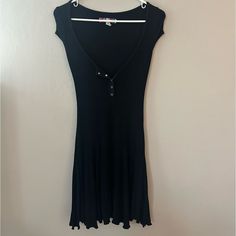 Never Worn! Size Xs And Super Stretchy. Super Cute Uo Mini Black Dress Urban Outfitters Casual V-neck Mini Dress, Casual Mini Dress By Urban Outfitters, Casual Black Dresses By Urban Outfitters, Urban Outfitters Stretch Casual Mini Dress, Urban Outfitters V-neck Casual Mini Dress, Urban Outfitters Casual Mini Dress With V-neck, Casual Knee-length Mini Dress By Urban Outfitters, Urban Outfitters Black V-neck Dress, Fitted Black Mini Dress From Urban Outfitters