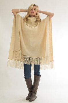 Handwoven Poncho turtle neck Wrap Outerwear wool by texturable, $230.00 Beige Poncho For Cold Weather In Fall, One Size Cream Cape For Fall, Winter Beige Poncho For Cold Weather, One Size Beige Cape For Fall, Oversized Cream Cape For Fall, Oversized Beige Poncho For Winter, Cream Cape For Fall, Beige Wool Shawl For Fall, Cream One Size Poncho For Winter