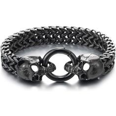 Gothic Mens Stainless Steel Skull Franco Link Curb Chain Bracelet With Spring Ring Clasp 8.5 Inches Stainless Steel Finishing: Polished Chain Length: 21.5cm(8.46"); Chain Width:1.2cm(0.47") Weight: 73.7g Black Metal Jewelry For Biker Events, Edgy Black Jewelry For Biker Events, Black Punk Chain Bracelet As A Gift, Black Punk Style Chain Bracelet As Gift, Black Punk Style Chain Bracelet For Gift, Punk Style Black Chain Bracelet Gift, Black Gothic Jewelry For Biker Events, Black Stainless Steel Skull Jewelry, Black Skull Stainless Steel Jewelry